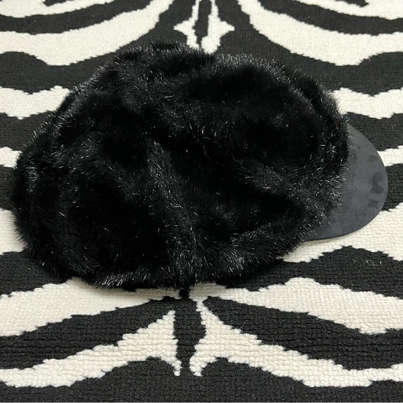 Vintage Angora Black Newsboy Cabbie Hat Cap Y2K - Picture 6 of 10